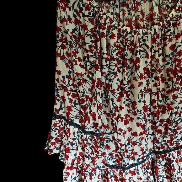 Fever boho floral peasant blouse with 3/4 length sleeves women’s size medium - Picture 2 of 9
